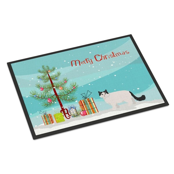 Carolines Treasures 24 x 36 in. Ragamuffin No.1 Cat Merry Christmas Indoor or Outdoor Mat CK4690JMAT - main